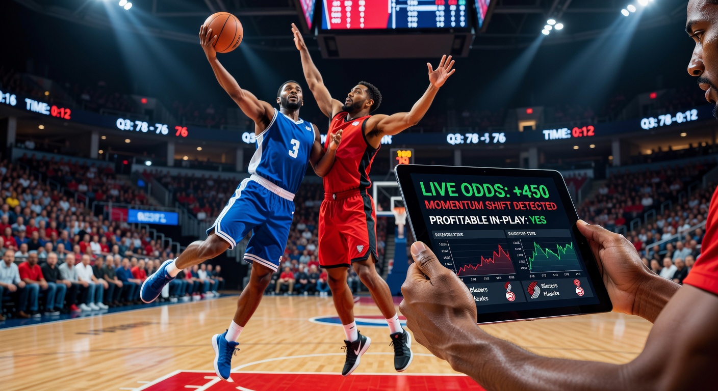 Basketball players in intense action during a live game, highlighting a momentum shift with a fast break and crowd energy