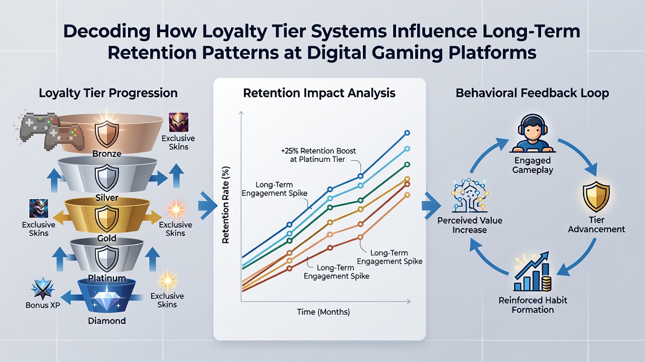 Graph showing retention rates by loyalty tier levels over time