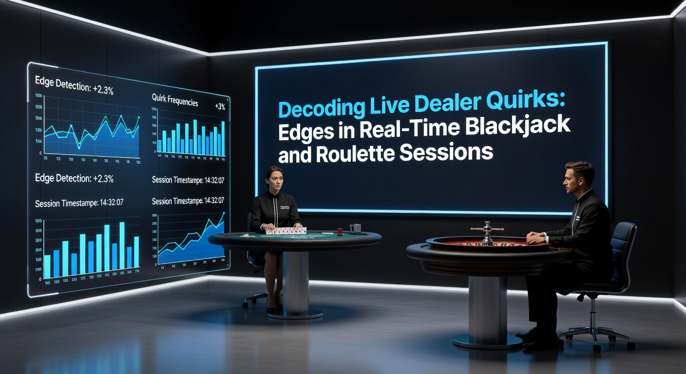 Live dealer at a blackjack table dealing cards in real-time, with players visible on screens