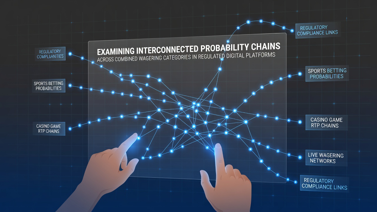 Digital interface showing interconnected betting odds and probability chains across sports and casino categories