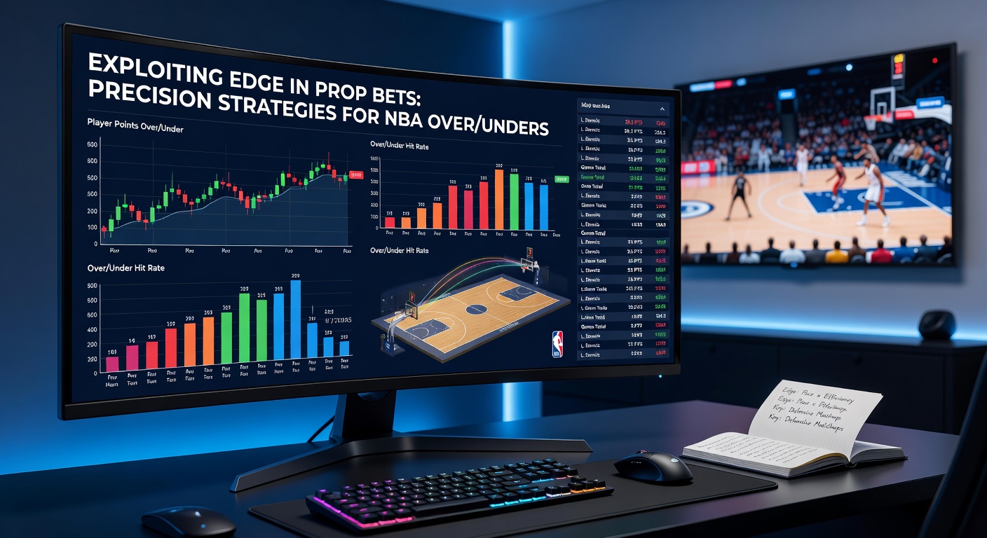 Close-up of data analytics screen displaying NBA player stats, pace charts, and betting lines for over/under analysis