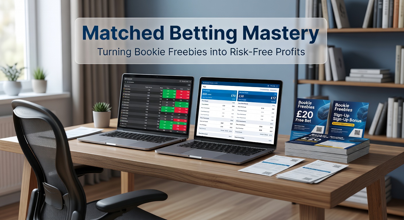 Diagram showing back and lay bets in matched betting, with arrows illustrating risk elimination between bookmaker and exchange