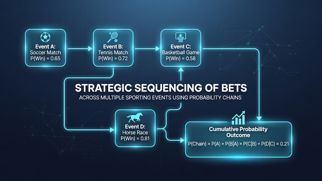 Diagram illustrating probability chain connections across multiple sports events