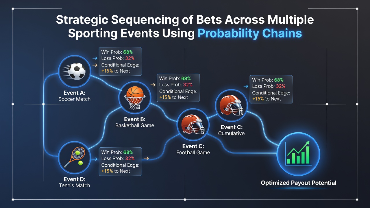 Flowchart showing stake adjustment steps within a multi-leg probability chain