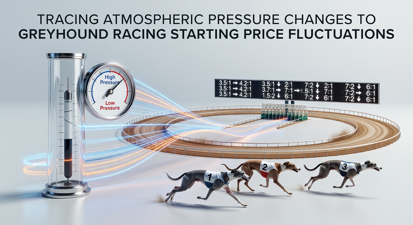 Graph showing atmospheric pressure readings alongside greyhound racing starting price movements over multiple events