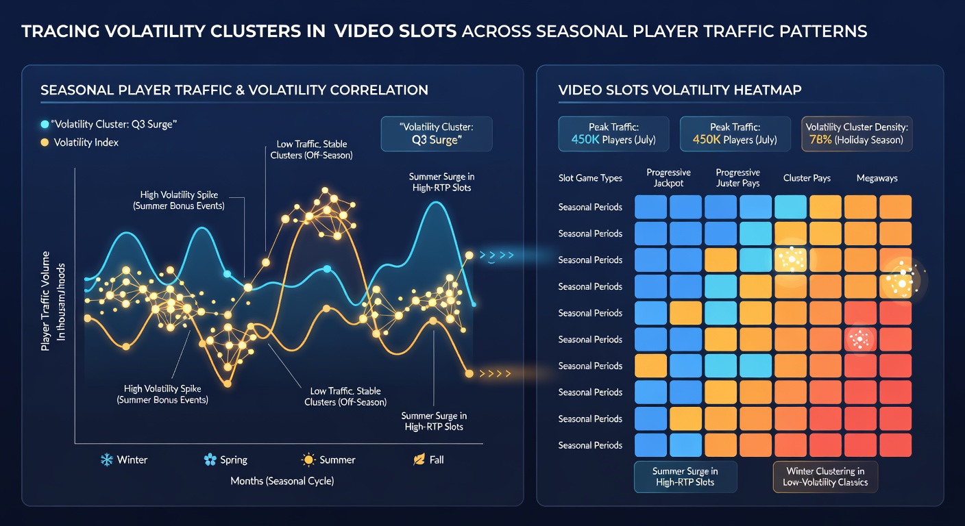 Chart illustrating seasonal fluctuations in player traffic and corresponding volatility cluster formations in video slot data
